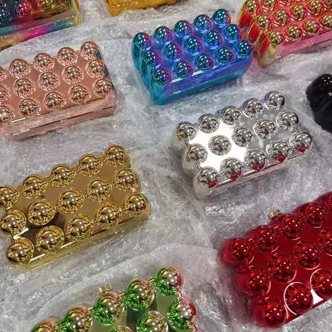 Acrylic Ball Clutch Bag Evening Party Handbag Fashion Box Bag Women Metallic Glossy Chain Crossbody Bag