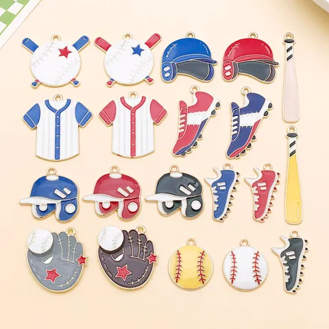 Baseball Sports Series Zinc Alloy Enamel Pendants For DIY Jewelry Making Necklaces Keychains Crafting Materials Collection