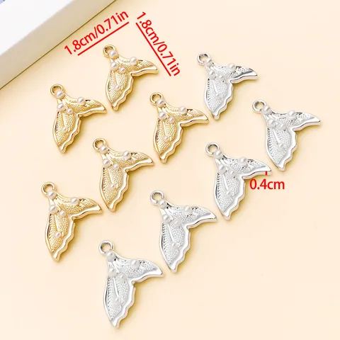 Vintage Zinc Alloy Mermaid Tail Charms With Artificial Pearl For DIY Necklace Bracelet Jewelry Making Fish Tail Pendants