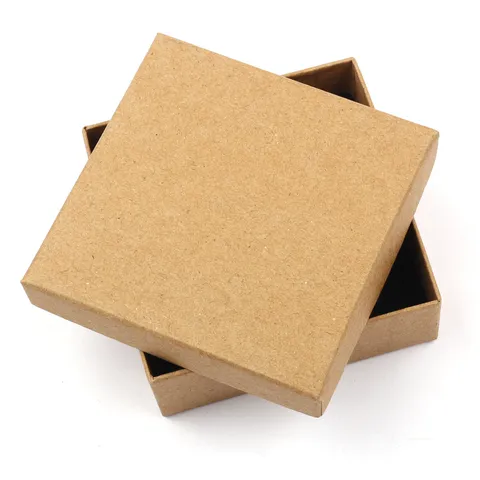 Handmade Square Kraft Paper Composite Material Jewelry Gift Box With Lid And Base For Necklace Ring Bracelet Earring Packaging Minimalist Hard Cardboard Box