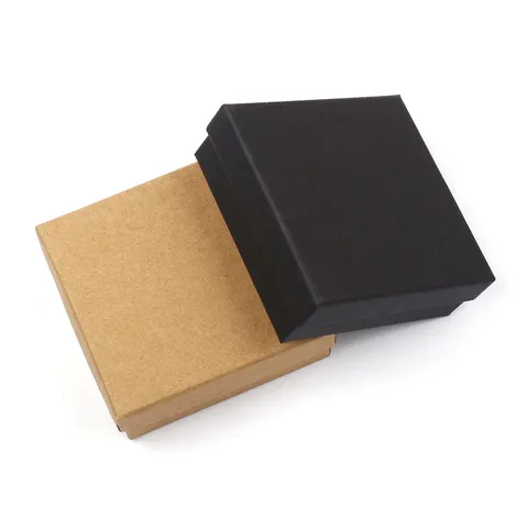 Handmade Square Kraft Paper Composite Material Jewelry Gift Box With Lid And Base For Necklace Ring Bracelet Earring Packaging Minimalist Hard Cardboard Box