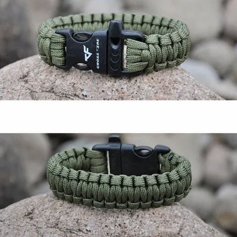 Outdoor Survival Paracord Bracelet Hand-Woven Seven-Strand Parachute Cord With Whistle Buckle Camping Hiking Emergency Gear