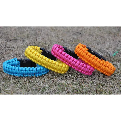 Outdoor Survival Paracord Bracelet Hand-Woven Seven-Strand Parachute Cord With Whistle Buckle Camping Hiking Emergency Gear