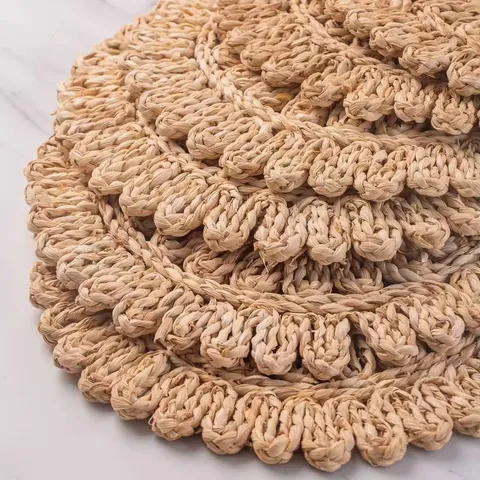 Ronde Maiskolf Schil Geweven Placemat Hittebestendige Tafelmat Bloemvorm Rustieke Stro Onderzetter Voor Bruiloft Kerstmis Eettafel Decoratie