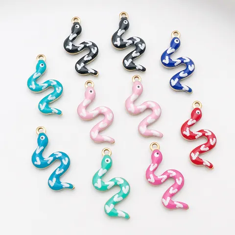Stainless Steel Enamel Snake Charms Vacuum Plated Gold Colorful S-Shaped Snake Pendant For DIY Earring Necklace Jewelry Making