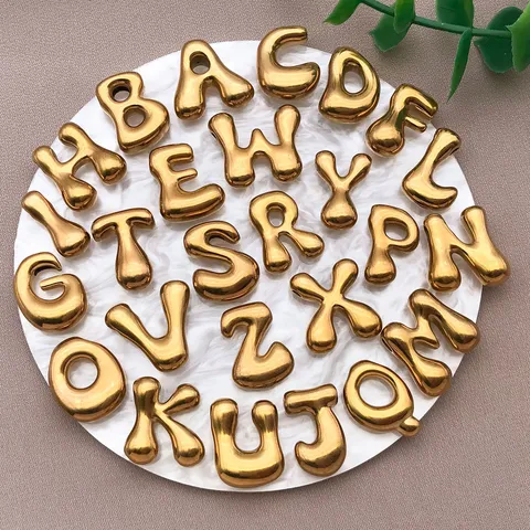 3D Edelstahl Blase Initial Alphabet Buchstaben Charms DIY Schmuckherstellung Niedliche Ballon Anhänger Zubehör Für Halskette