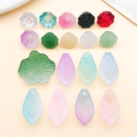 Czech Gradient Glass Lotus Petal Beads Lotus Leaf Seed Pendants For DIY Hairpins Jewelry Making Material Accessories
