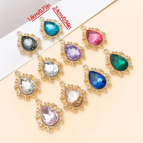 Vintage Hohlspitzen Wassertropfen Anhänger Glas Legierung Charms Für Schmuckherstellung DIY Armband Halskette Damen Zubehör