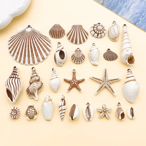 Acrylic Ocean Series Charms Assorted Sea Snail Starfish Turtle Scallop Pendants For DIY Earring Necklace Jewelry Making Accessories
