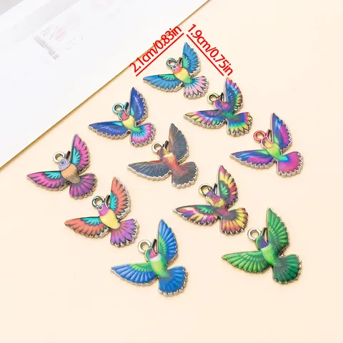 Vintage Zinc Alloy Hummingbird Enamel Pendant Charms For DIY Necklace Bracelet Earring Jewelry Making Accessories Art Craft Supplies