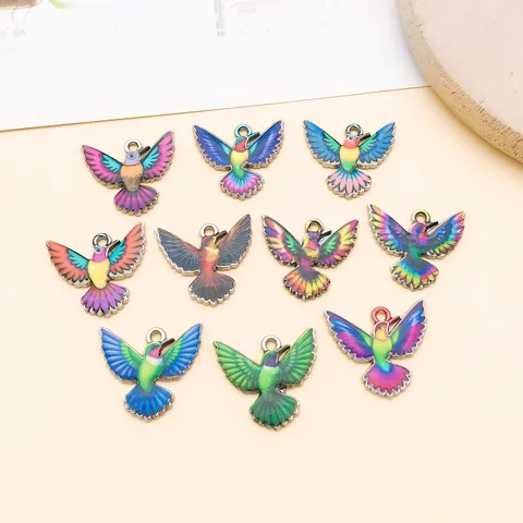 Vintage Zinc Alloy Hummingbird Enamel Pendant Charms For DIY Necklace Bracelet Earring Jewelry Making Accessories Art Craft Supplies