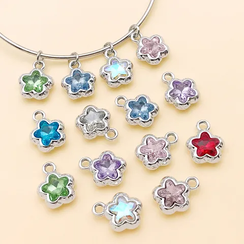 Dijes de Estrella y Flor de Ciruelo de Aleación de Zinc Con Strass Accesorios de Joyería DIY Para Cadena de Teléfono Collar Pulsera Mujer