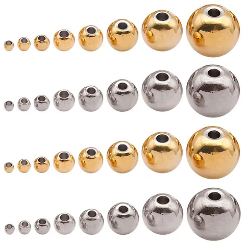Perle Distanziatrici in Acciaio Inossidabile per Creazione Gioielli Fai Da Te Bracciale Collana Perle Tonde in Metallo Colore Oro Acciaio