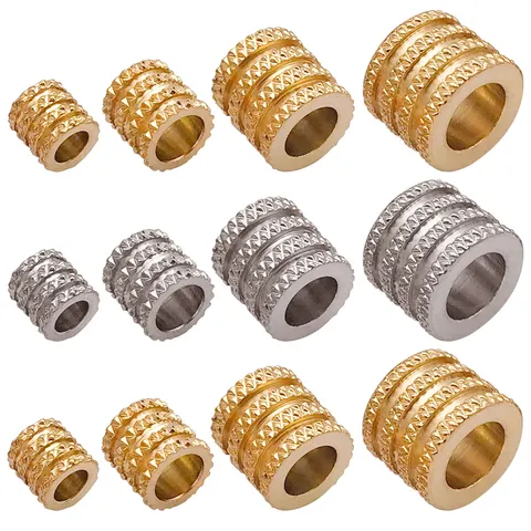 Edelstahl Vakuum Gold Silber Netzstruktur Großloch-Rohrperlen Strukturierte Zwischenperlen DIY Schmuck Armband Halskette Zubehör