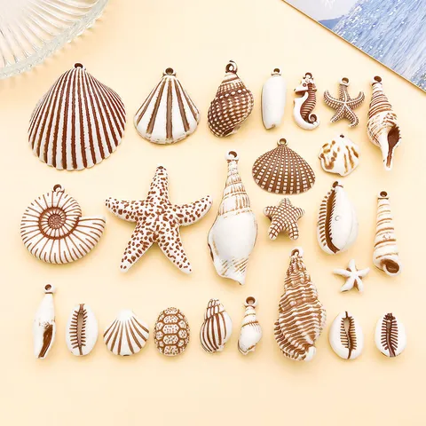 Acryl Ozean Serie Seestern Schnecke Seepferdchen Schildkröte Anhänger Große Lochperlen Für DIY Schmuckherstellung Armband Zubehör