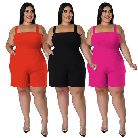 Women Polyester Smocked Romper Backless Solid Color Sleeveless Jumpsuit Casual Slim Fit Summer Set For Women Clothing