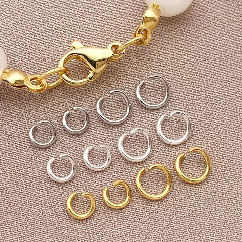 18K Gold Plated Copper Open Jump Rings Real Gold Plating Handmade Keychain Necklace Bracelet DIY Jewelry Findings Connector Accessories