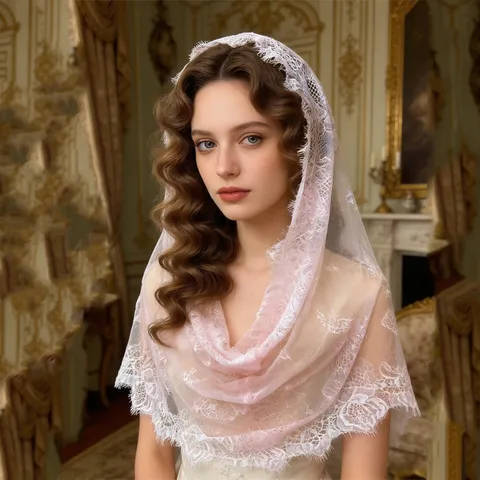 Vintage Lace Bridal Veil Women Wedding Photography Headwear Retro Floral Lace Trim Long Veil Hair Accessories