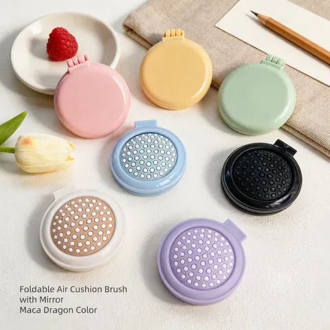 Portable Foldable Air Cushion Comb Cute Candy Color Pocket Hair Brush With Mirror Compact Travel Hair Styling Tool