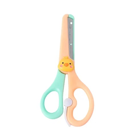 Kids Safety Scissors Cute Cartoon Animal Stainless Steel Craft Tool Portable Stationery DIY Paper Cutter