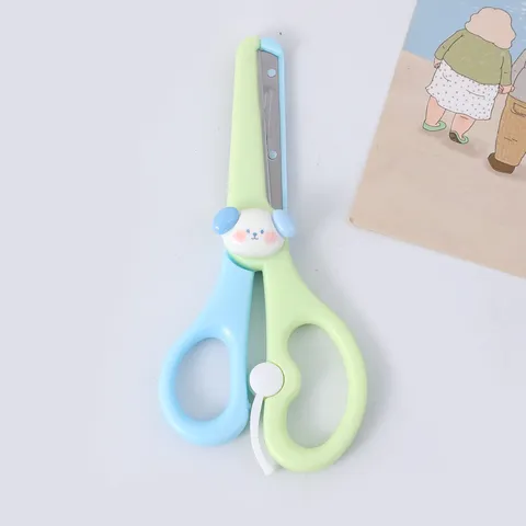 Kids Safety Scissors Cute Cartoon Animal Stainless Steel Craft Tool Portable Stationery DIY Paper Cutter