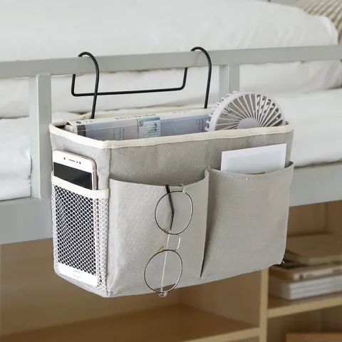 Katoen Linnen Bed Hangmand Slaapzaal Bed Hangen Opbergtas Multifunctionele Wand Organizer