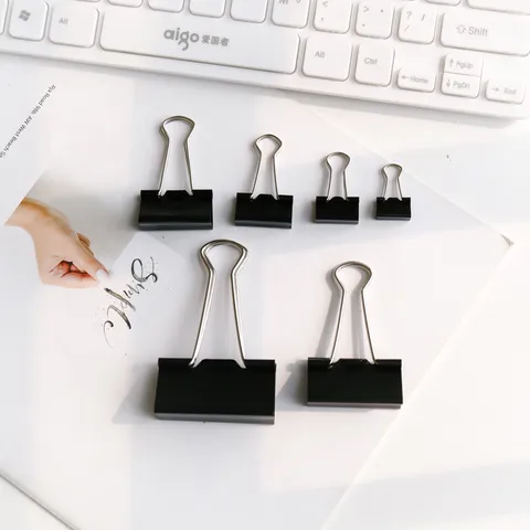 Schwarze Metall Binder Clips Sortierte Größen Büroklammern Für Büro Schule Dokumentenorganisation
