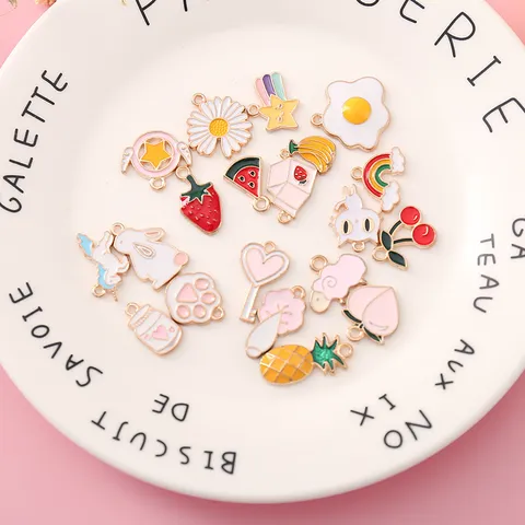 Ciondoli in Smalto di Lega di Frutta e Animali dei Cartoni Animati Ciondoli per Gioielli Fai da Te per Bracciali Collane Orecchini Accessori Artigianali