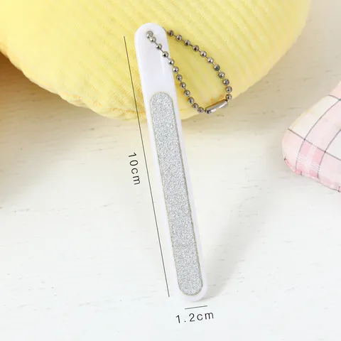 Portable Mini Plastic Nail File With Beaded Chain Candy Color Frosted Sanding Bar Manicure Care Tool For Women