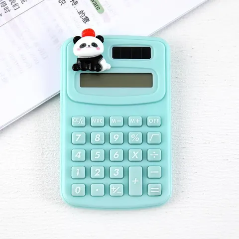 Schattige Panda Mini Rekenmachine Draagbare Student Kantoor Kleine Elektronische Rekenmachine Mintgroen Hars Dier Figuur Kantoorbenodigdheden