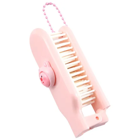 Brosse à Cheveux Pliante Portable pour Enfants Mini Mignon Dessin Animé Animal Peigne de Poche avec Dents Douces pour Filles
