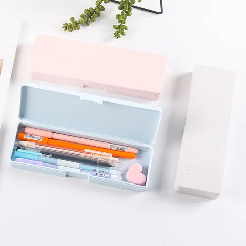 Minimalistisches Einfarbiges PP Kunststoff Federmäppchen Schüler Schreibtisch Aufbewahrungsbox Büro Schulbedarf Stifthalter Organizer