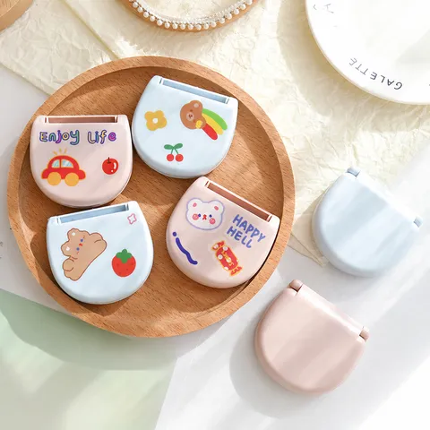 Nordic Style Portable Plastic Sewing Box Cute Cartoon Sticker Mini Storage Box Household Travel Mending Tool Kit