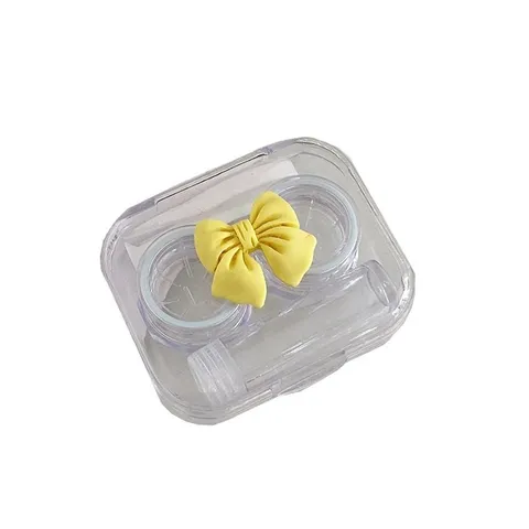 Transparante Contactlens Doos Leuke Strik Ontwerp Draagbare Dubbele Doos