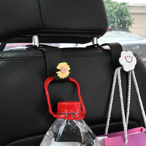 Cute Cartoon Car Headrest Hook Back Seat Organizer Multi-Functional Plastic Hook Cute Fruit Animal Design Interior Accessories