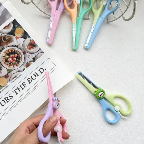 Cute Cartoon Animal Mini Safety Scissors Portable Children Student DIY Paper Cutting Craft Scissors Office Stationery