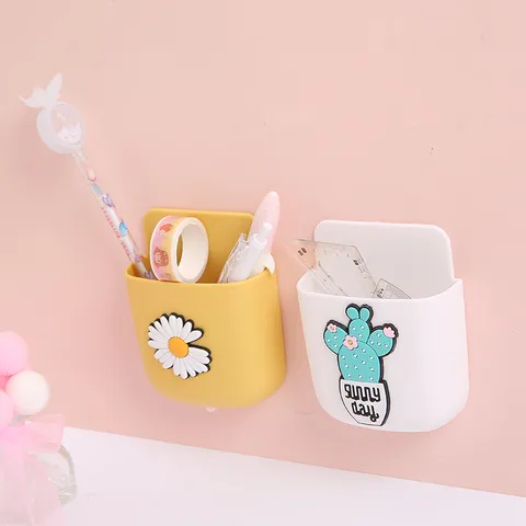 Süße Cartoon Wandmontierte Aufbewahrungsbox ABS Klebender Fernbedienungshalter Nachttisch Handy Organizer Heimdekoration