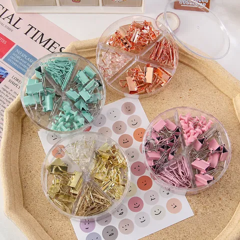 Multifunctional Metal Binder Clips Paper Clips And Push Pins Stationery Set Cute Office Desk Accessories