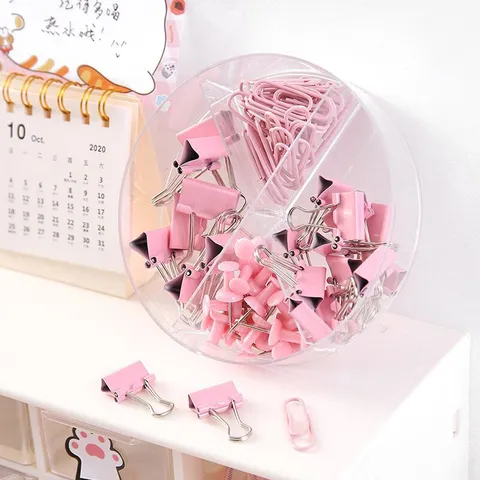 Multifunctional Metal Binder Clips Paper Clips And Push Pins Stationery Set Cute Office Desk Accessories