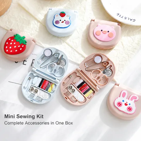 Cute Cartoon Mini Sewing Box Portable Travel Dormitory Household Needle Thread Storage Case Creative Multi-style Practical Sewing Kit
