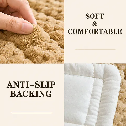 Plush Non-Slip Sofa Cover Quilted Furniture Protector Soft Sherpa Couch Cover for Pets Dogs Cats Washable Sectional Slipcover Living Room