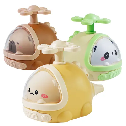 Cute Animal Helicopter Toy Push Inertial Pull Back Car Whistle Educational Toy Cartoon Aircraft Model For Kids