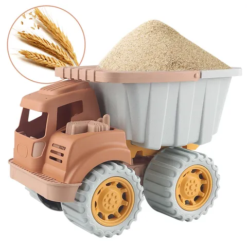 Kids Dump Truck Toy Wheat Straw Plastic Sandbox Engineering Vehicle Outdoor Beach Sand Play Toy for Children