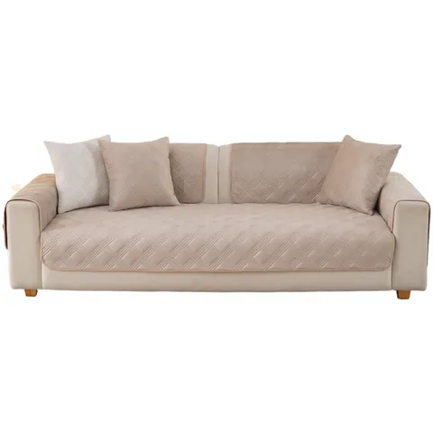 Minimalist Ultrasonic Quilted Short Plush Sofa Cushion Non-Slip Soft Couch Cover For Living Room Furniture Protector Mat
