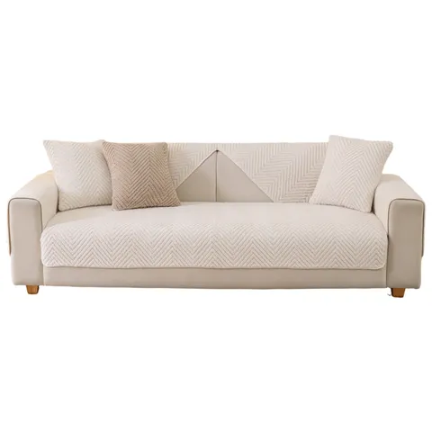 Minimalist Solid Color Sherpa Plush Sofa Cover Non-Slip Quilted Couch Cushion Protector One-Piece Sectional Sofa Towel For Living Room Bedroom