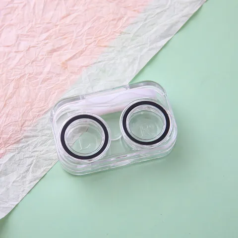 Custodia per Lenti a Contatto Trasparente con Cartone Animato Carino Portatile Doppia Scatola