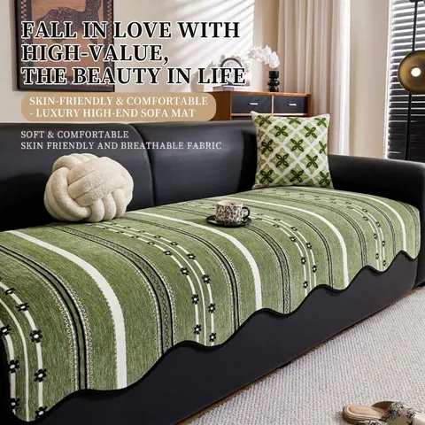 Einfacher Jacquard Chenille Sofaüberzug Strukturierter Rutschfester Möbelschutz Hochwertige Florale Couchkissenmatte Für Wohnzimmer Heimdekoration
