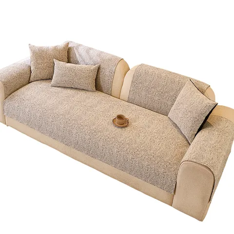 Luxury Jacquard Polyester Sofa Cushion Herringbone Pattern Sofa Cover Non Slip Furniture Protector For Living Room Decor