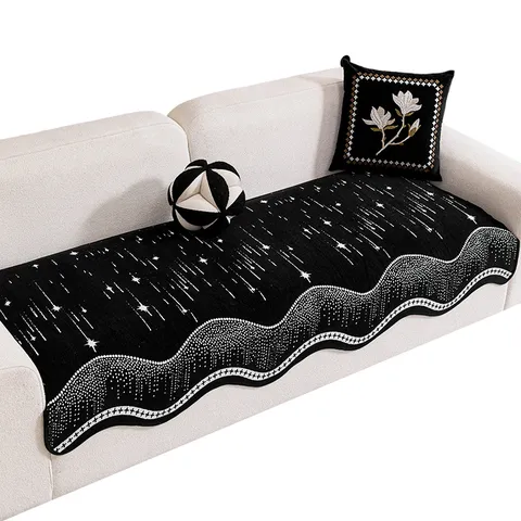 Minimalist Chenille Sofa Cushion Irregular High Density Jacquard Non-Slip Wear-Resistant Starry Wave Pattern Home Decor Cover