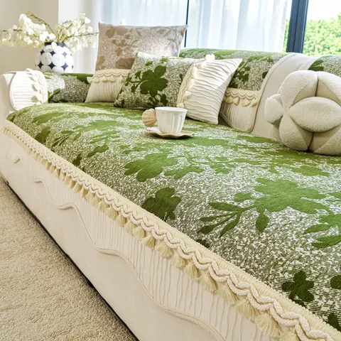 European Style High Density Chenille Sofa Cover Anti Slip Premium Textured Sofa Blanket Throw With Tassel Fringe Home Decor